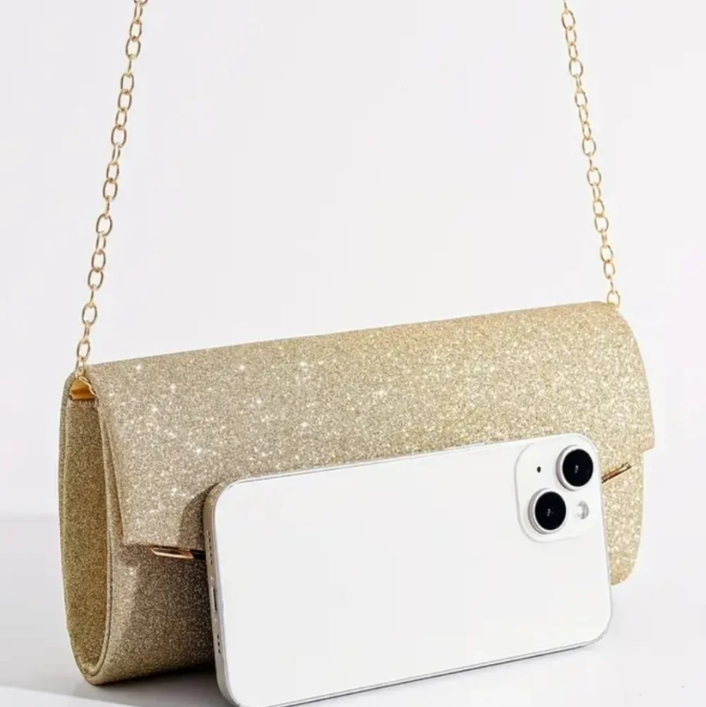 CLEARANCE! Women's Gold Glittery Evening Bag/Clutch w/Detachable Strap, NW…
